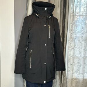 Calvin Klein women’s jacket with zipper and buttons, Sz S 4 way stretch.